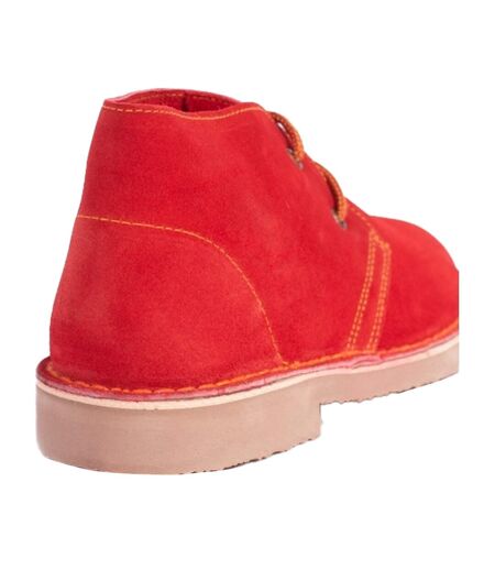 Roamers Adults Unisex Real Suede Unlined Desert Boots (Red) - UTDF112