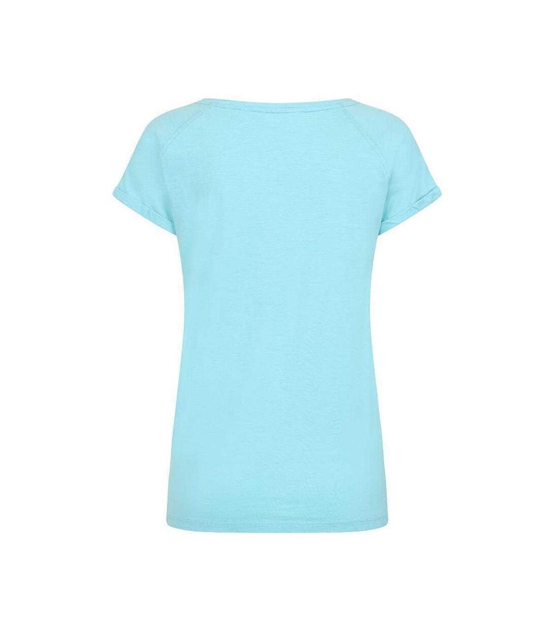 Womens/ladies Plain Roll Sleeve T-shirt Spearmint Lazy Jacks-2