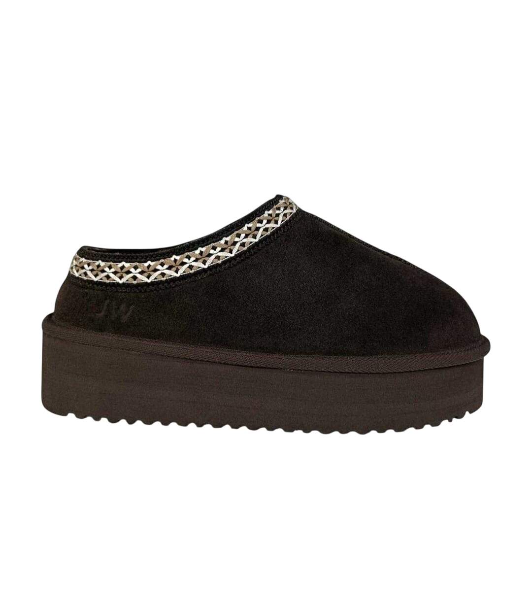 Womens/ladies Suede Platform Slippers Chocolate Jack Wills-1