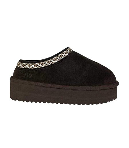 Womens/ladies Suede Platform Slippers Chocolate Jack Wills