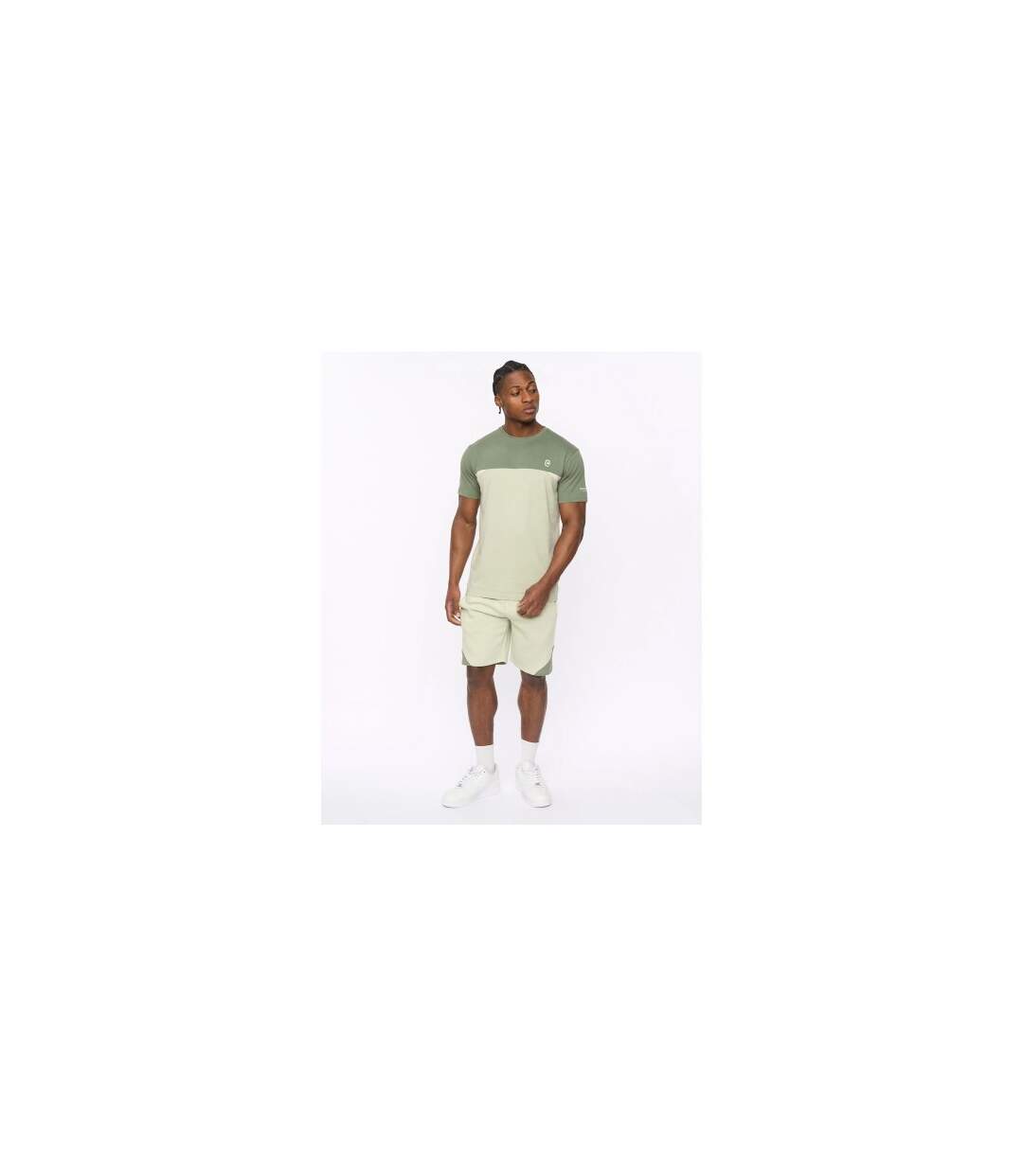 Mens Castlebay Fleece Shorts Light Olive Crosshatch-1
