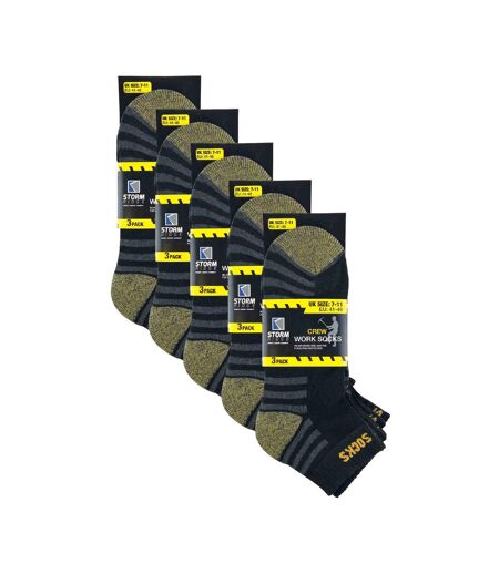 Mens 15 Pairs Multipack Ankle Trainer Socks: Low-Cut Reinforced Work Socks