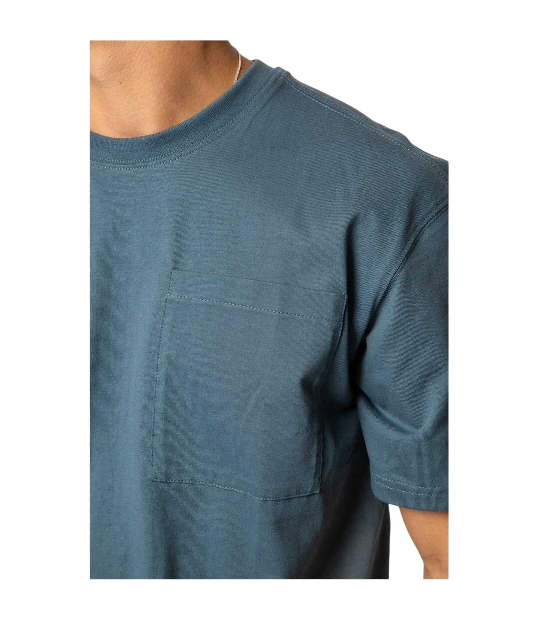 Mens Embroidered Pocket T-shirt Steel Blue Established-4