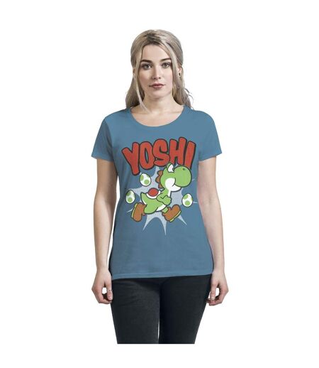 Super Mario Womens/Ladies Yoshi T-Shirt (Blue)