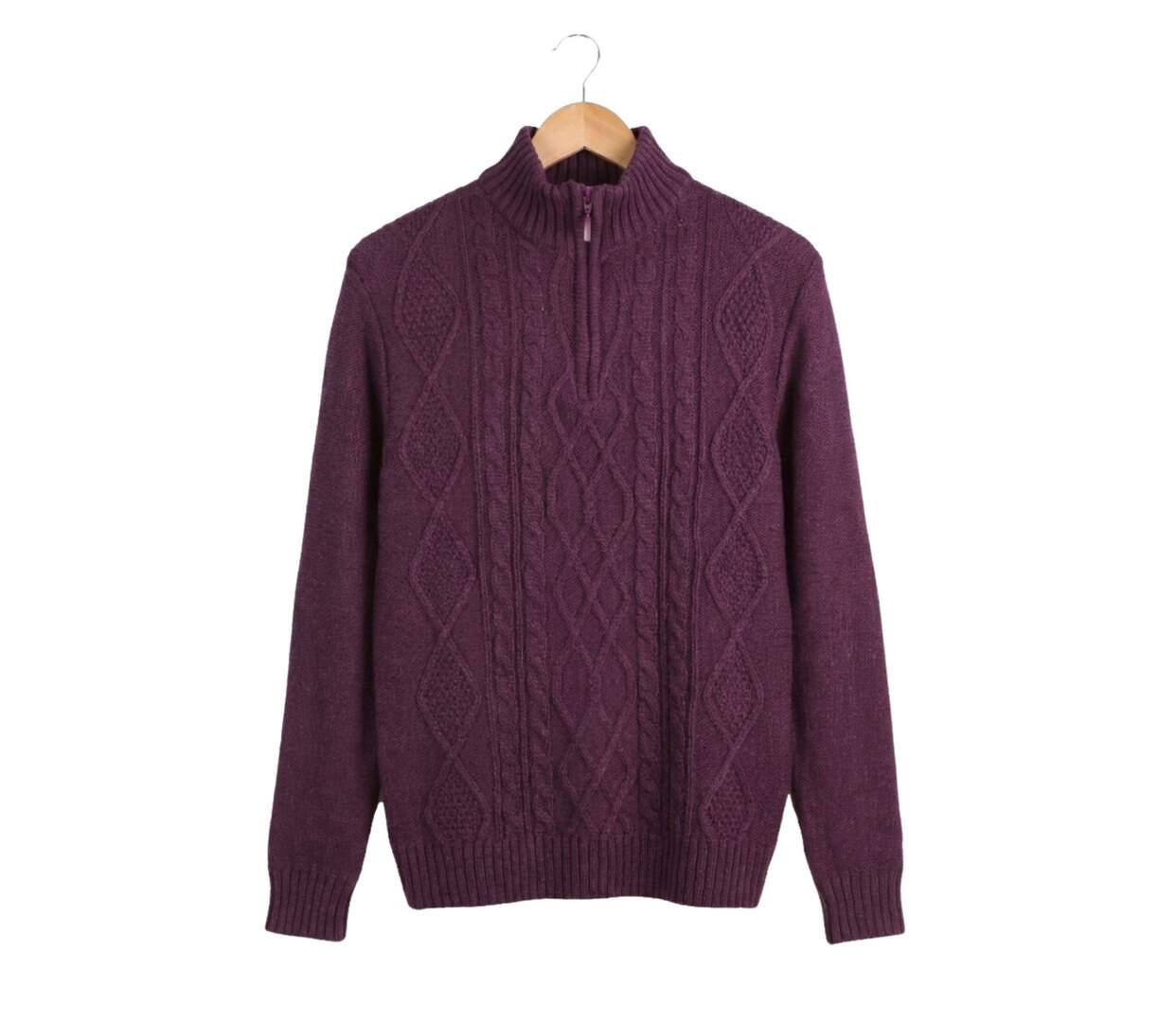 Pull camionneur col montant zippé 30% laine PIXEL1-5
