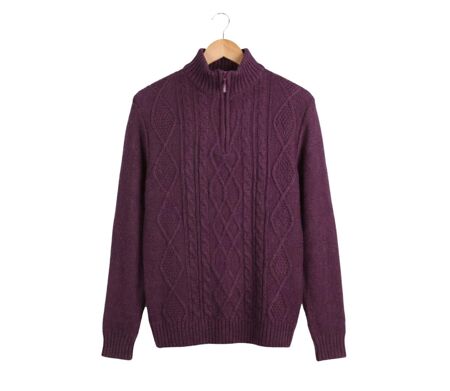 Pull camionneur col montant zippé 30% laine PIXEL1