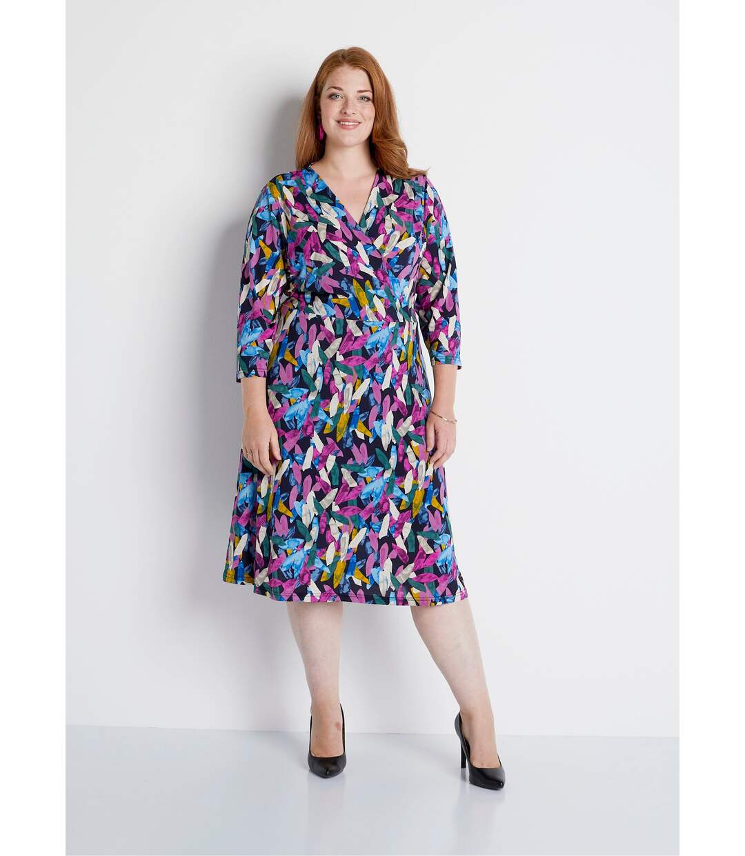 Robe courte cache-coeur imprimée-1
