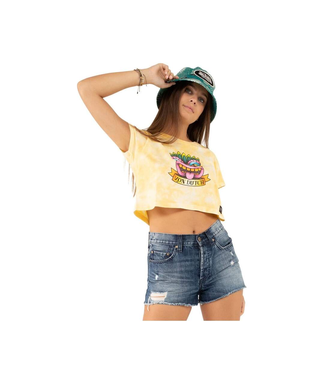 Crop top Tie and Dye femme en coton Tika Vondutch-1