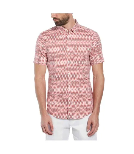 Mens Ikat Regular Short-sleeved Shirt Mineral Red Original Penguin