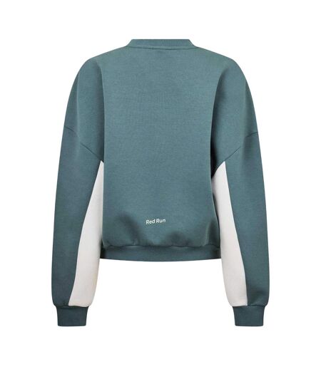 Womens/ladies Skyline Relaxed Fit Crop Sweatshirt Green Red Run