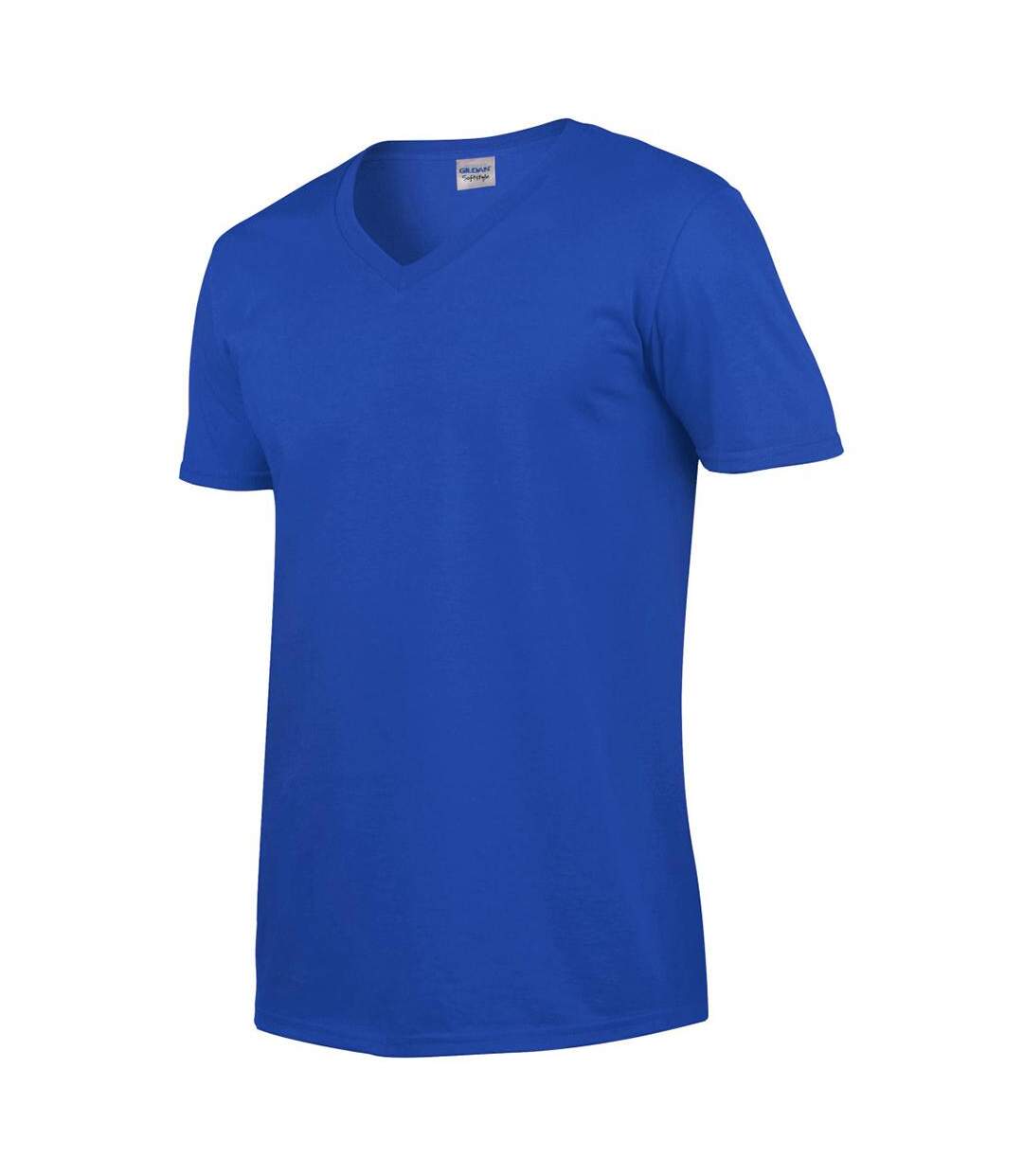 T-shirt À Manches Courtes Et Col En V Homme Bleu Royal Gildan-4