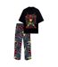 Mens Action Pose Cotton Pyjama Set Black Multicoloured Deadpool & Wolverine-1