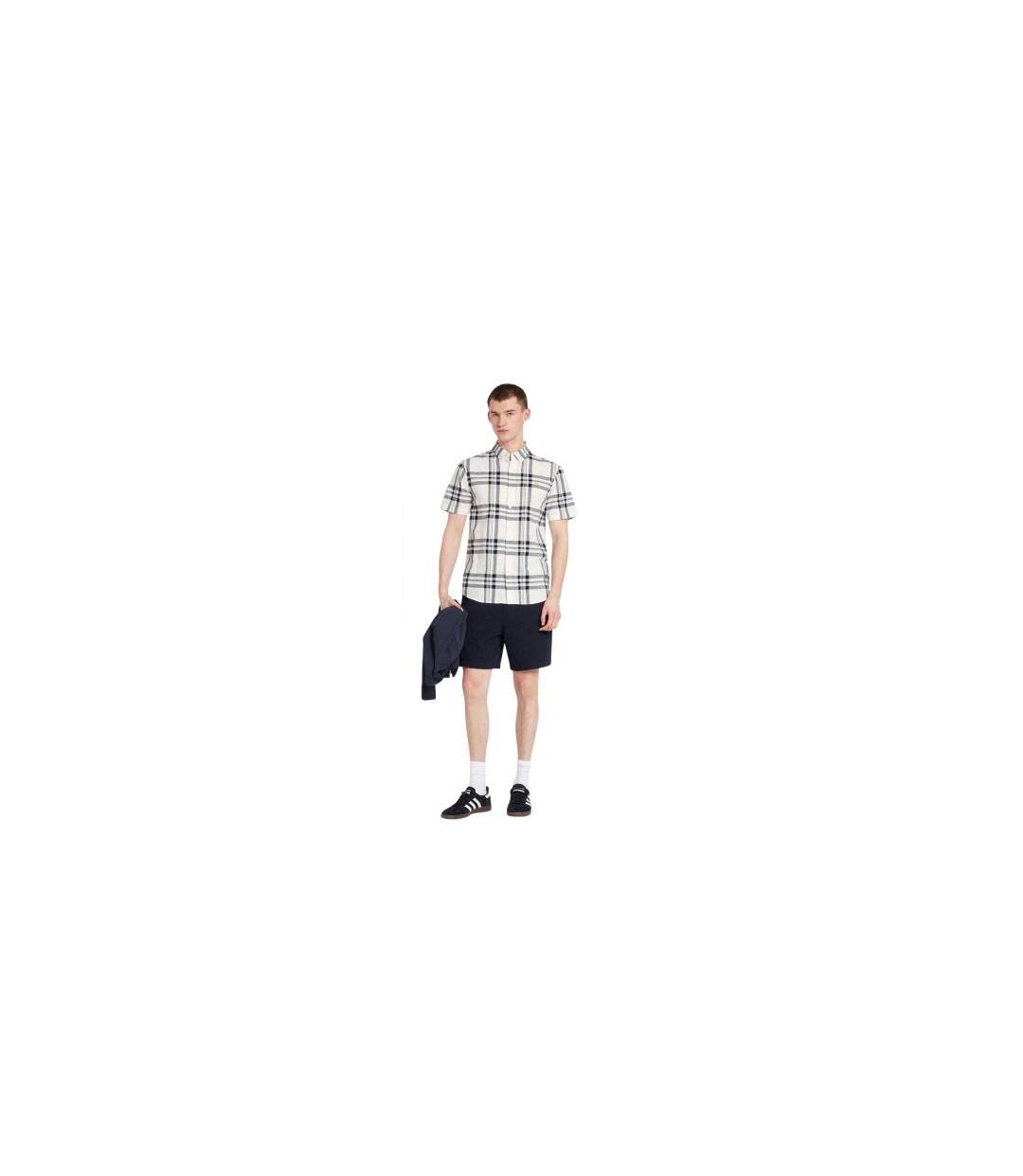 Chemise Motif/style À Carreaux Vifs Homme Écru Farah-1