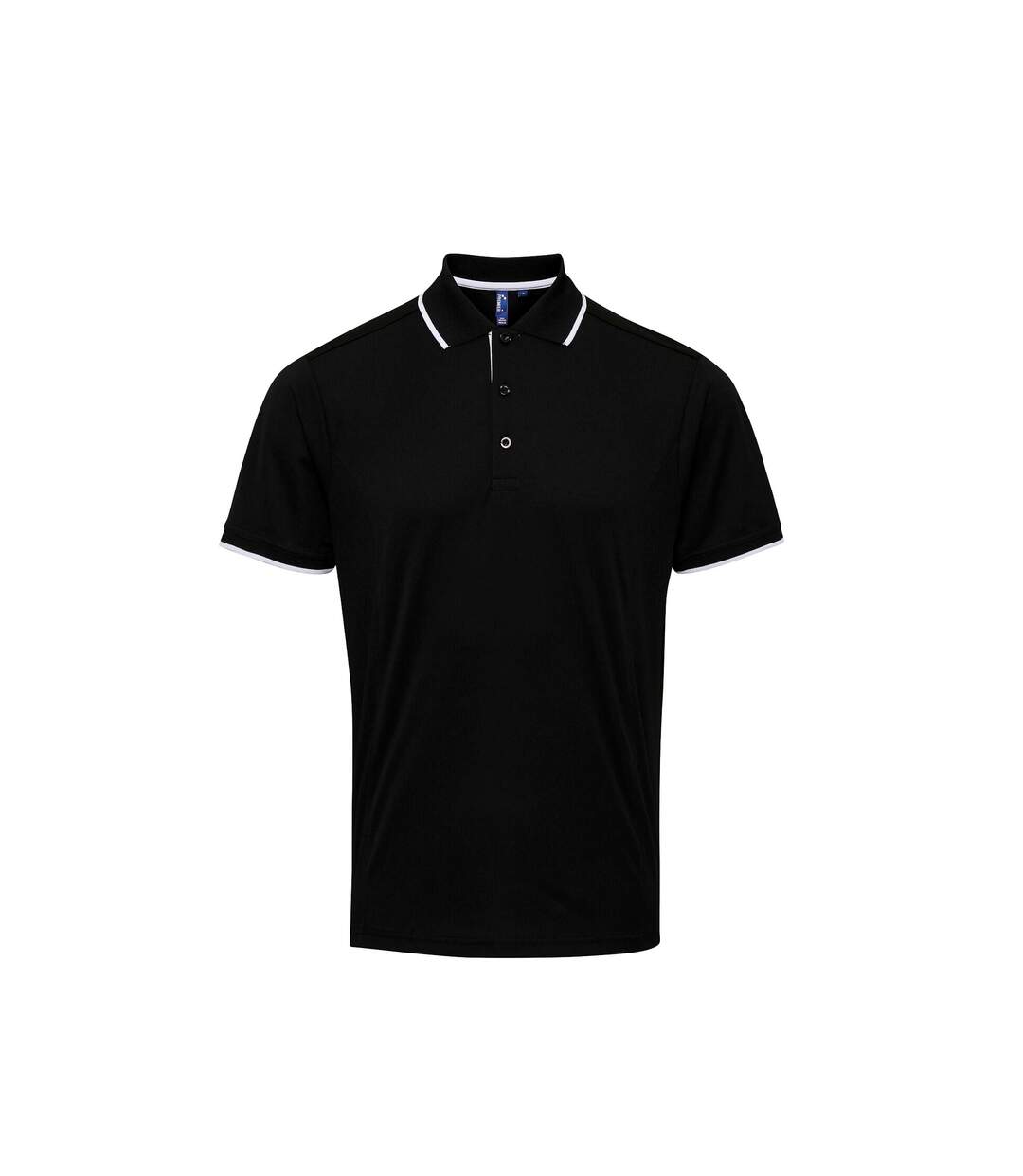 Premier Mens Contrast Coolchecker Polo Shirt (Black/White)