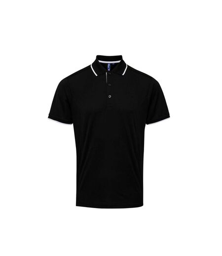 Premier Mens Contrast Coolchecker Polo Shirt (Black/White) - UTRW5520