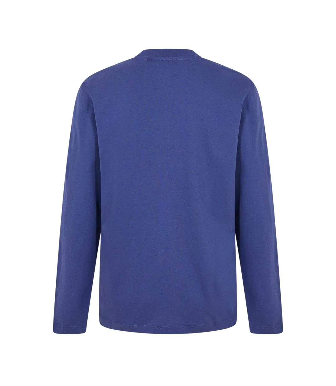 Mens Crew Neck Regular Long-sleeved T-shirt Dark Blue White Off White-2