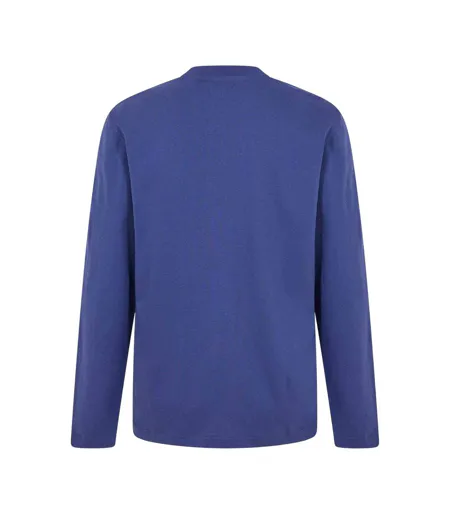 Mens Crew Neck Regular Long-sleeved T-shirt Dark Blue White Off White