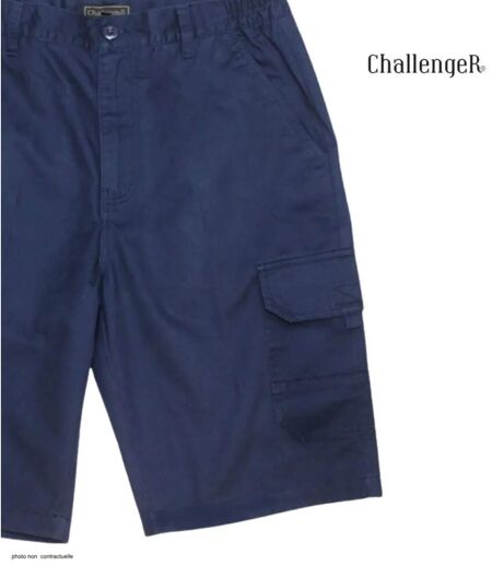 CHALLENGER INCA5 : Bermuda homme bleu marine en coton à taille élastiquée ultra-confortable