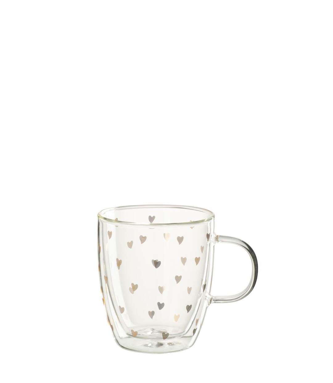 Mug Avec Dessous de Verre Cœur 40cl Transparent-2