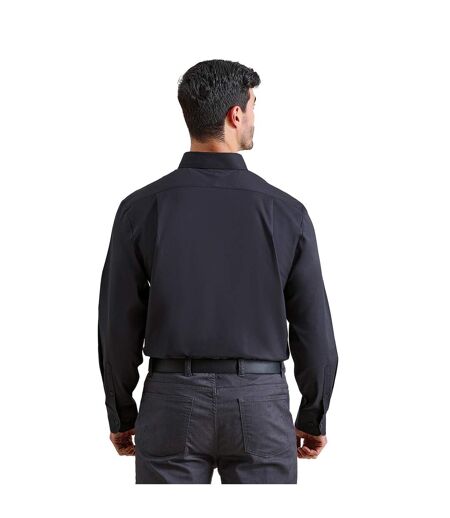 Mens Supreme Oxford Long-sleeved Formal Shirt Black Premier
