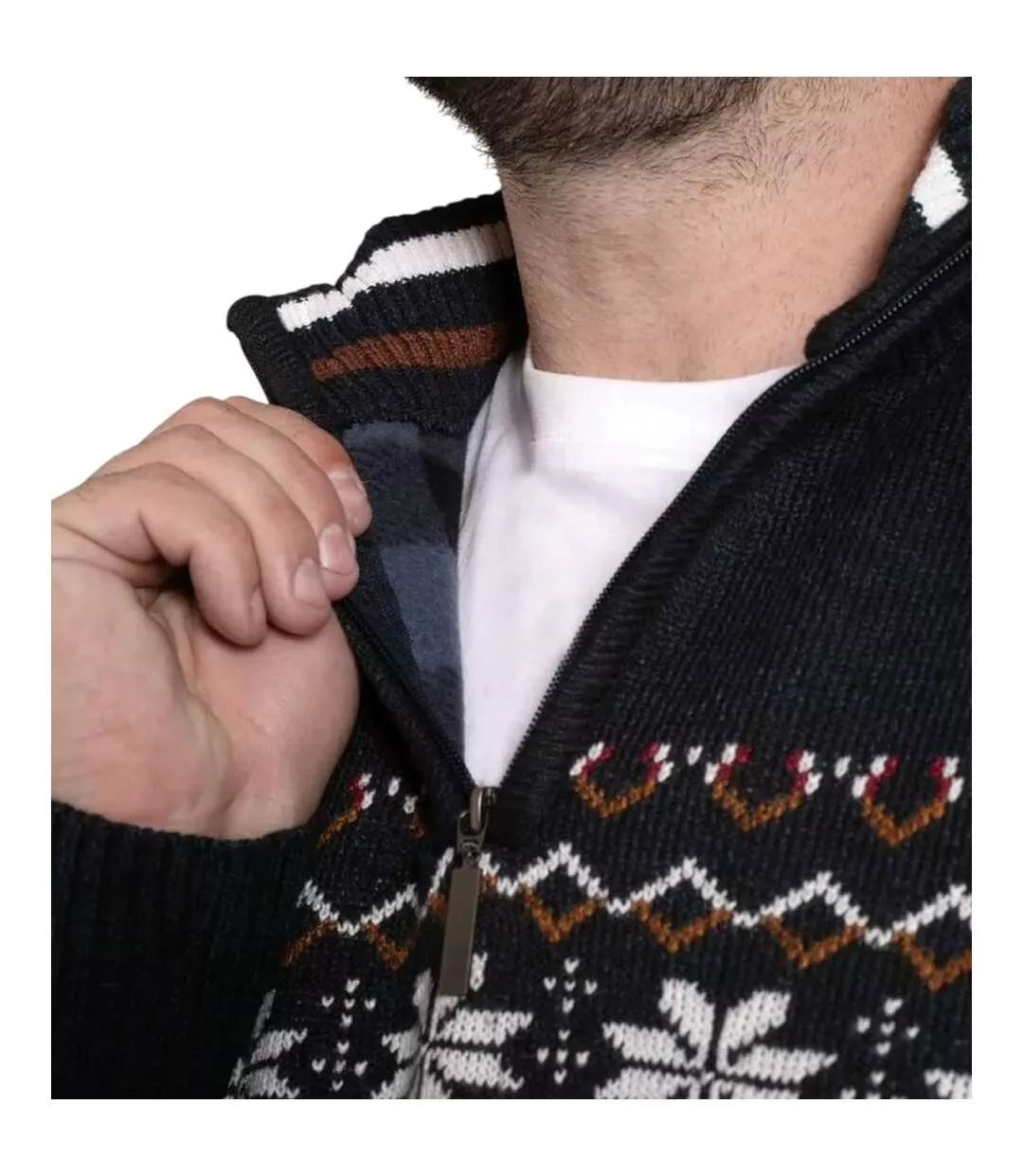 Sweat Motif/style Festif D555 Edinson Homme Bleu Marine Chiné Duke-4