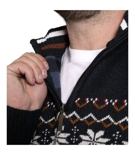Sweat Motif/style Festif D555 Edinson Homme Bleu Marine Chiné Duke
