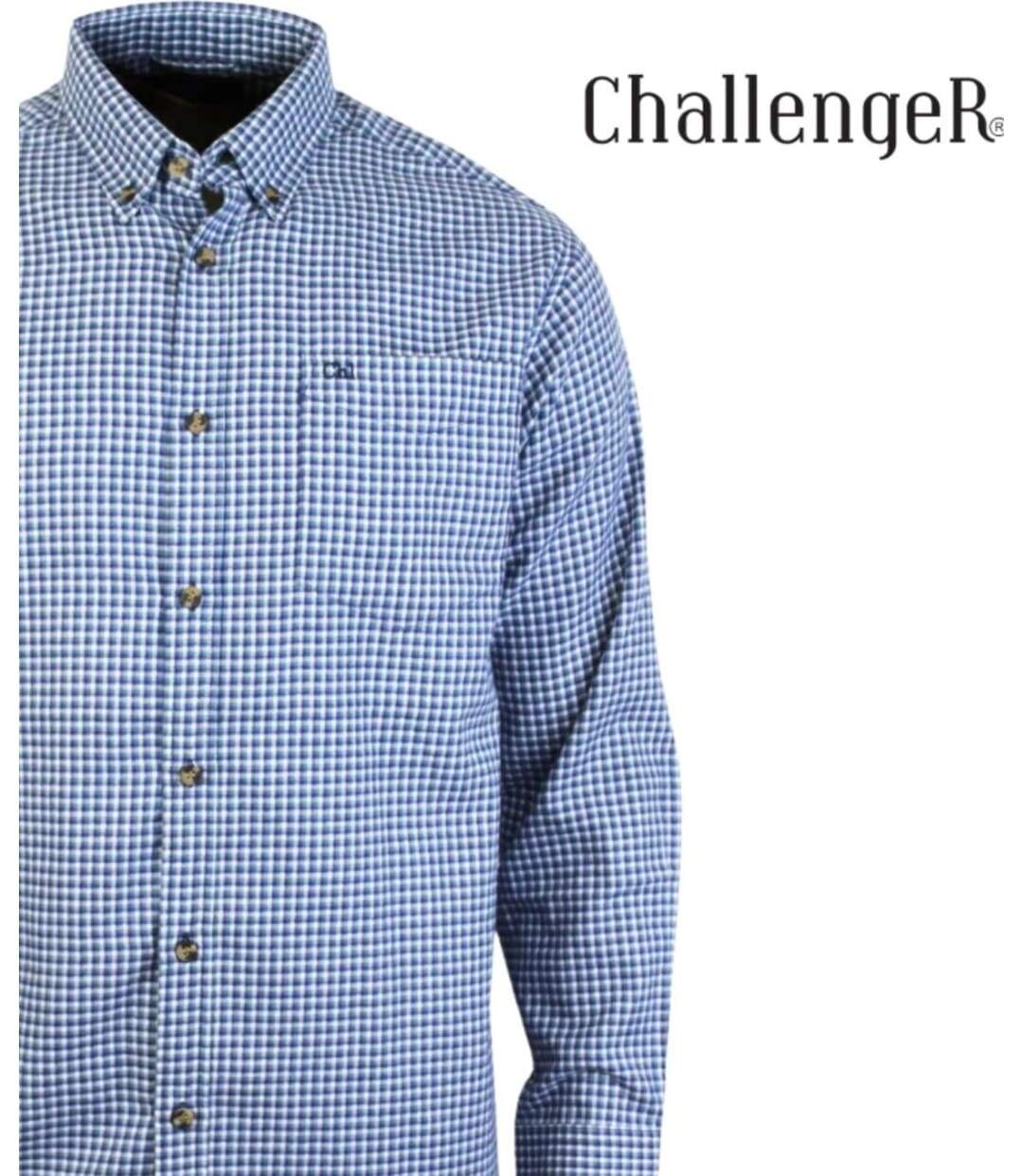 CHALLENGER TABOU1 — Chemise à carreaux manches longues bleu et gris : chaleur et coupe confort-4