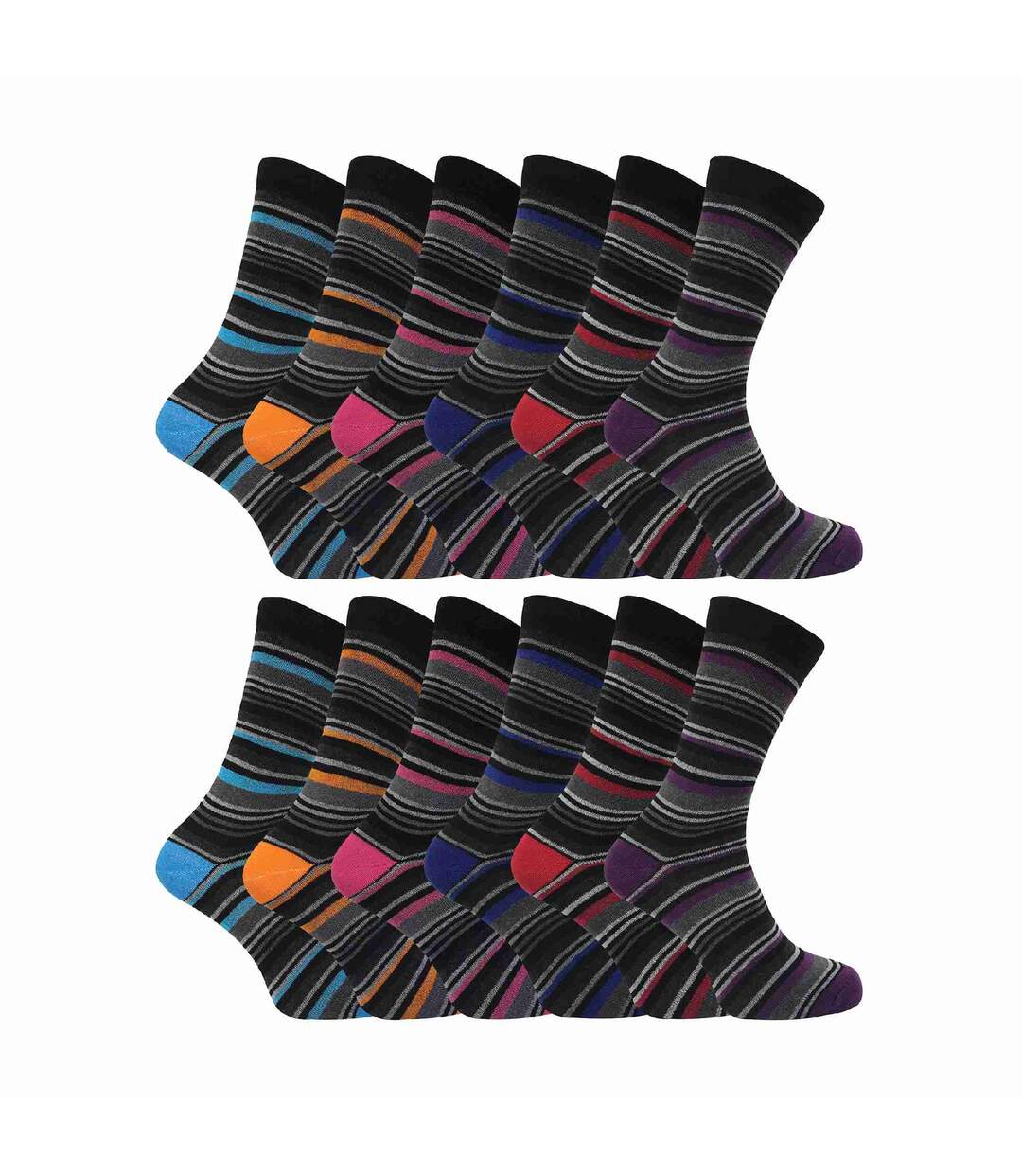 Mens 12 Pairs Cotton Rich Formal Dress Coloured Socks-1