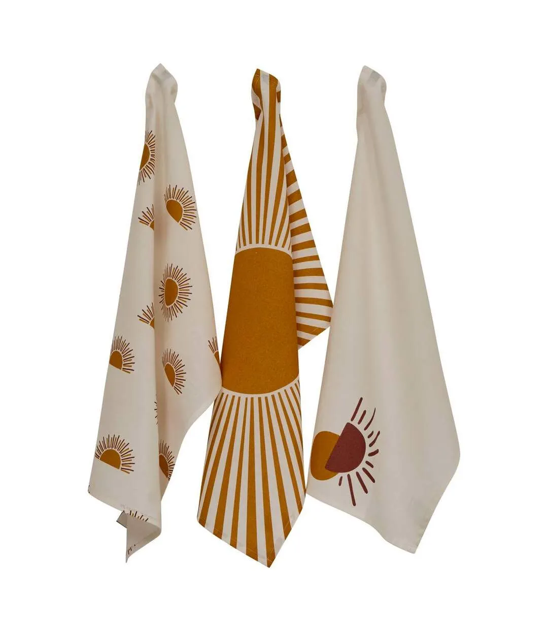 Lot de 3 Torchons de Cuisine Solaris 45x70cm Ocre-1