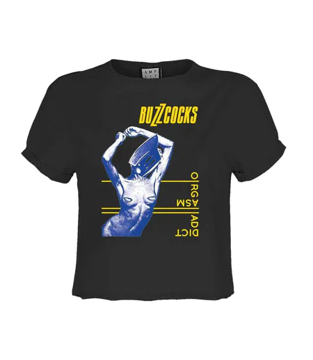 Womens/ladies Buzzcocks Orgasmatic Crop T-shirt Charcoal Amplified