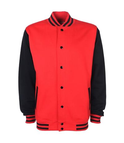 FDM Unisex Varsity / University Jacket (Contrast Sleeves) (Fire Red/White) - UTBC2029