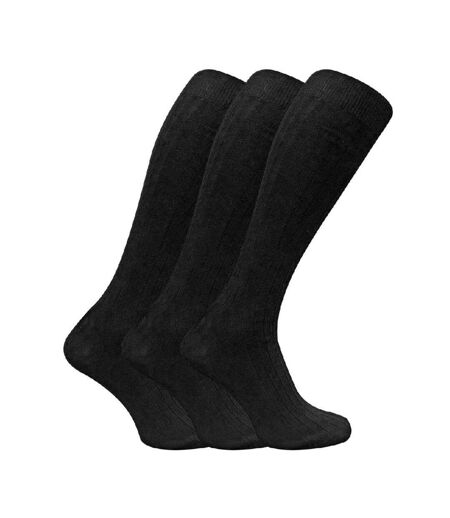 3 Pack Mens Long Knee High Lightweight 100% Cotton Soft Breathable Socks