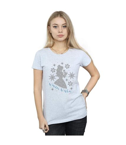 Disney Princess Womens/Ladies Belle Winter Silhouette Cotton T-Shirt (Sports Grey)