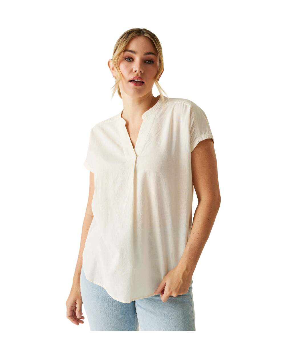 Womens/ladies rianne v neck shirt light vanilla Regatta-4