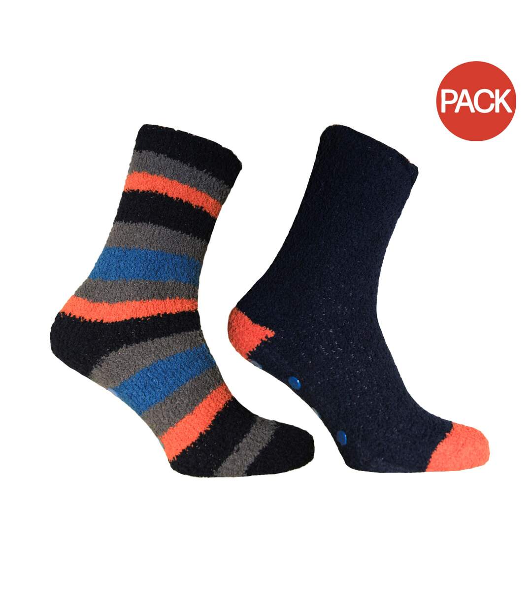 Pack of 2  Mens premium quality lounge socks  navy/orange Pierre Roche