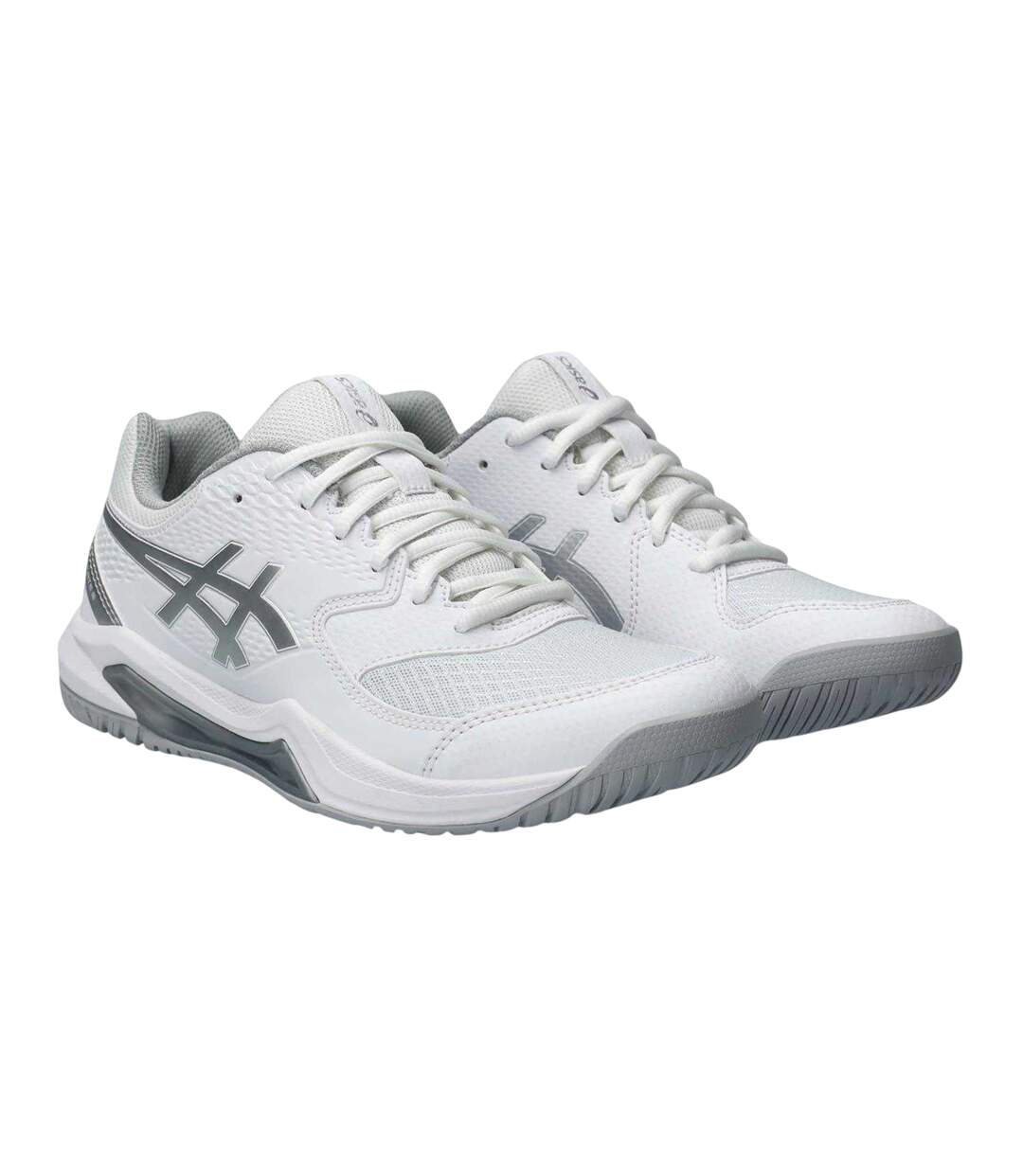 Womens/ladies Gel Dedicate 8 Tennis Shoes White Silver Asics-4