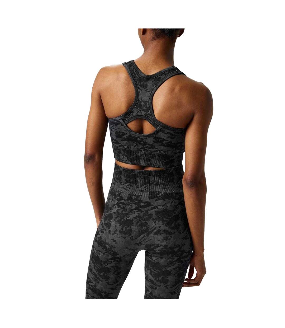 Womens/ladies Camo Racerback Sports Bra Black Everlast-3