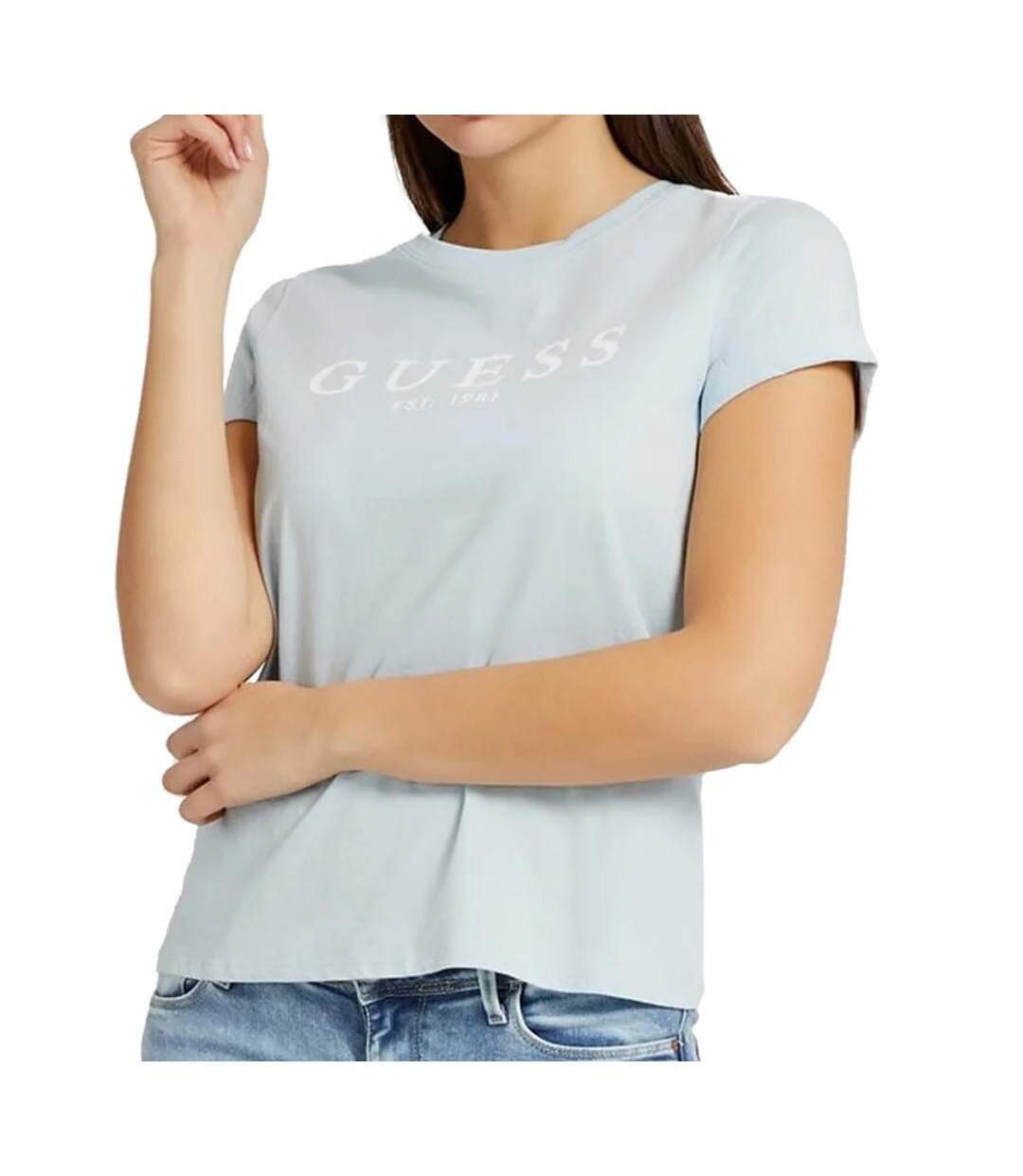 T-shirt Bleu Ciel Femme Guess 1981 - S-1