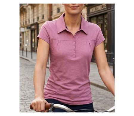 Polo MAYFLOWER DUSTY4 mauve à fronces : l'élégance féminine en pur coton