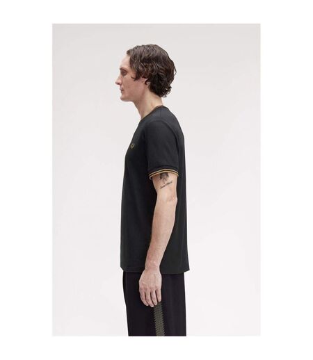 T-shirt Motif/style Rayure Contrastée Sur Bord Homme Noir Marron Fred Perry