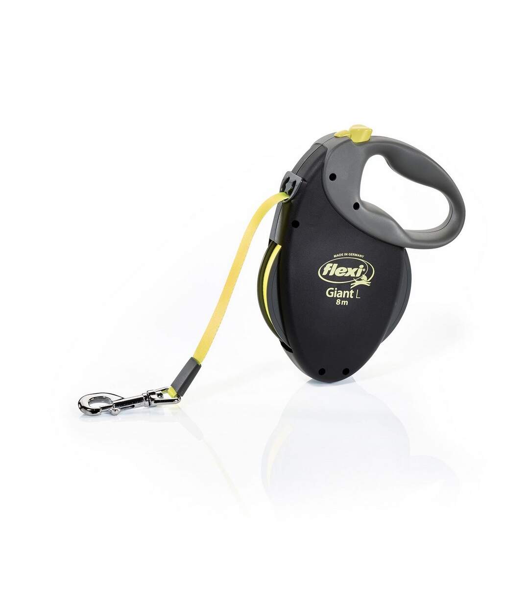 Giant neon large retractable dog lead 8m black/grey/yellow Flexi-1