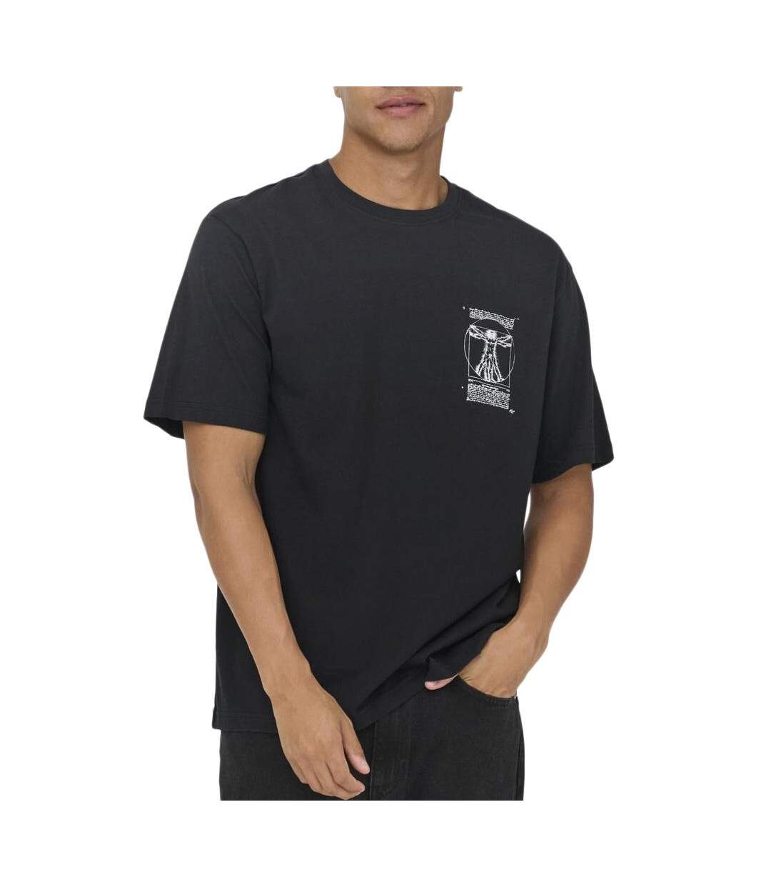 T-shirt noir homme only & sons monalisa life-1