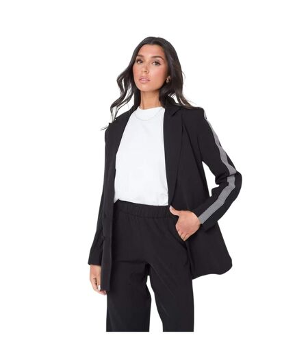 Blazer Motif/style À Rayures Femme Noir I Saw It First