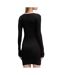 Robe noir femme tommy hilfiger tjw irregular rib-2