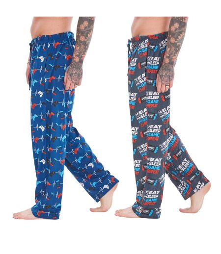 Pack Of 2  Mens Game For Life Game Controller Lounge Pants  Blue Grey Keanu