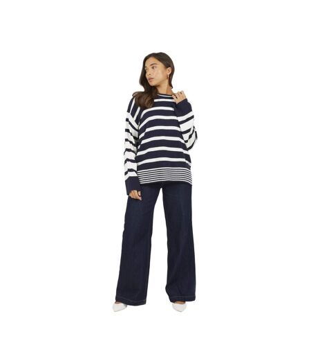 Pull Tunique Motif/style À Rayures Jack Femme Bleu Marine Crème Brave Soul