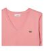 Womens/ladies Cotton V Neck Relaxed Fit T-shirt Pink Lacoste-2