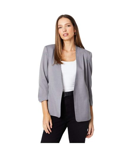 Womens/ladies longline clean edge ruched blazer charcoal Dorothy Perkins