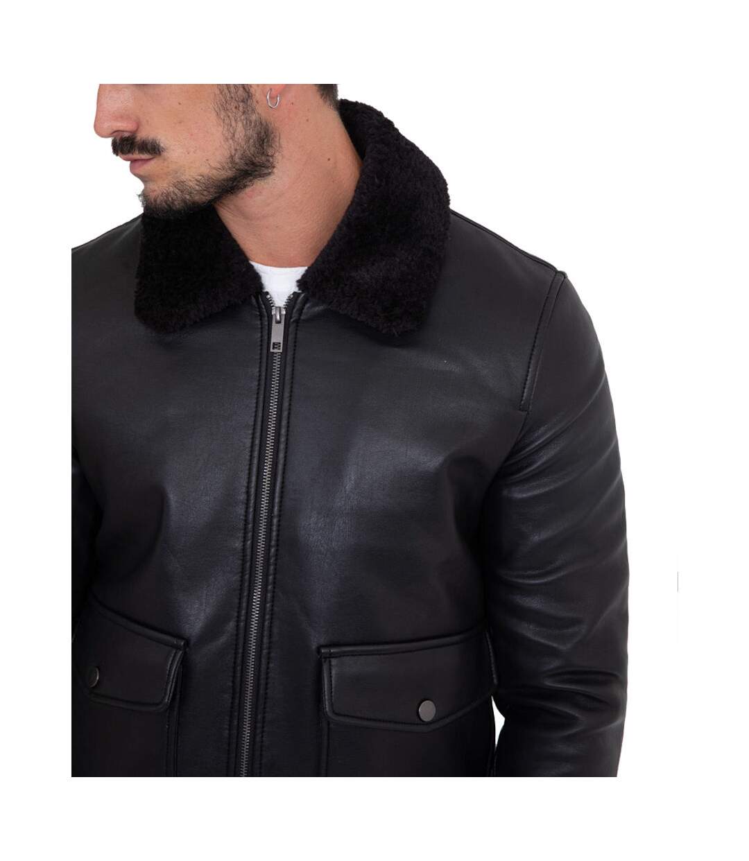 Veste homme col fourré Veste 606-1 noir