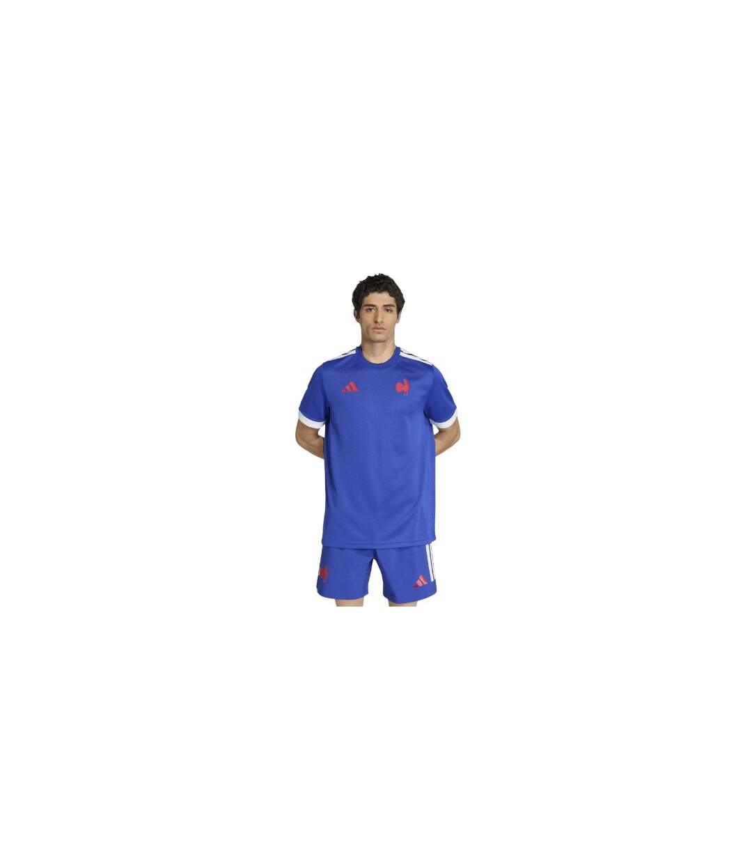 Haut De Rugby Manches Courtes Motif/style France 2025/2026 Adulte Bleu Adidas-1